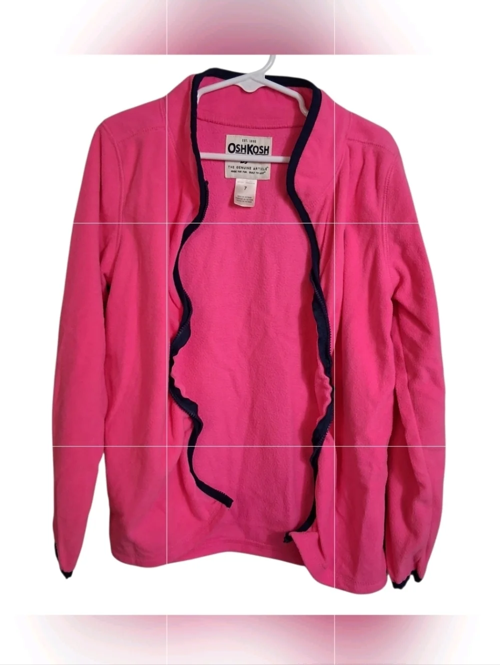 OshKosh | Neon Pink | Cozy Fleece Cardigan Open Front - Girls Size 7